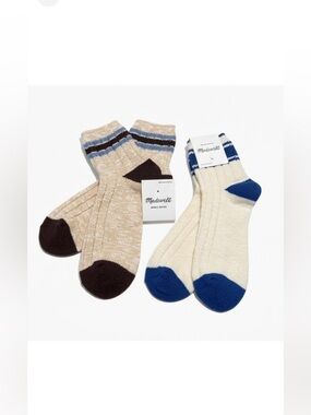 Madewell NWT Two Pair Athletic Stripe Camp Ankle Socks